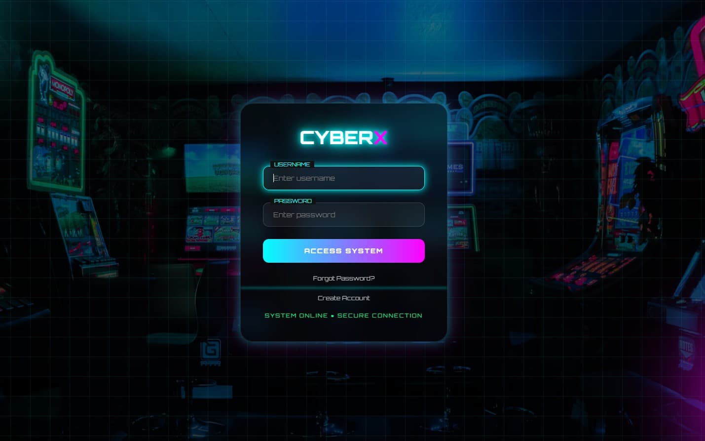Cyber Login Page Design in HTML und CSS