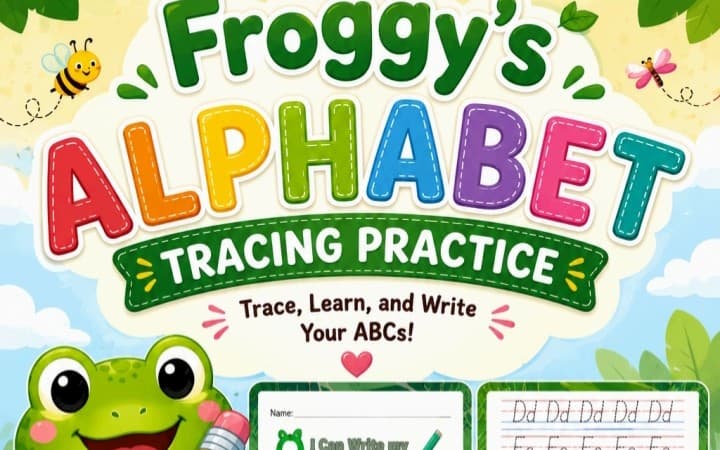 Froggy's alphabet tracing worksheet