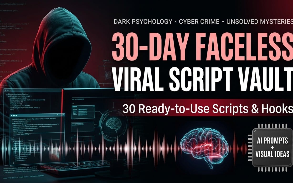 30-Day Faceless Viral Script Vault – Dark Psychology, Cyber Crime & Mystery