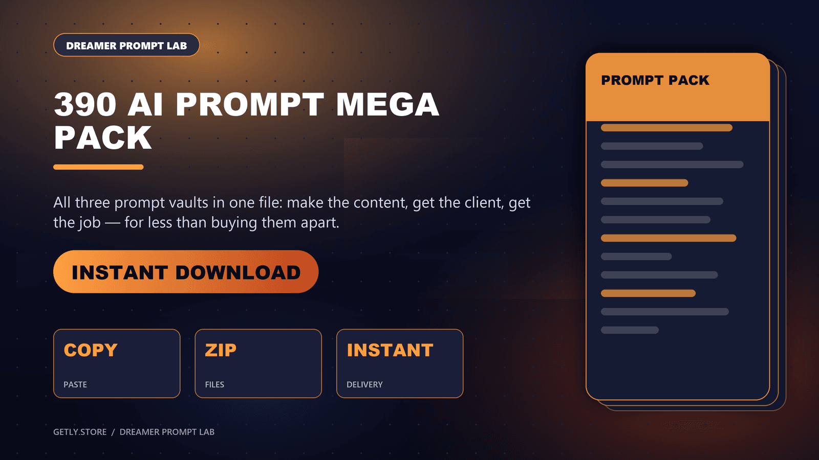 390 AI Prompt Mega Pack — Video Scripts + Cold Outreach + Job Search Vault in One Download (ChatGPT, Claude, Gemini). All three prompt vaults in one file: make the content, get the client, get the job — for less than buying them apart.