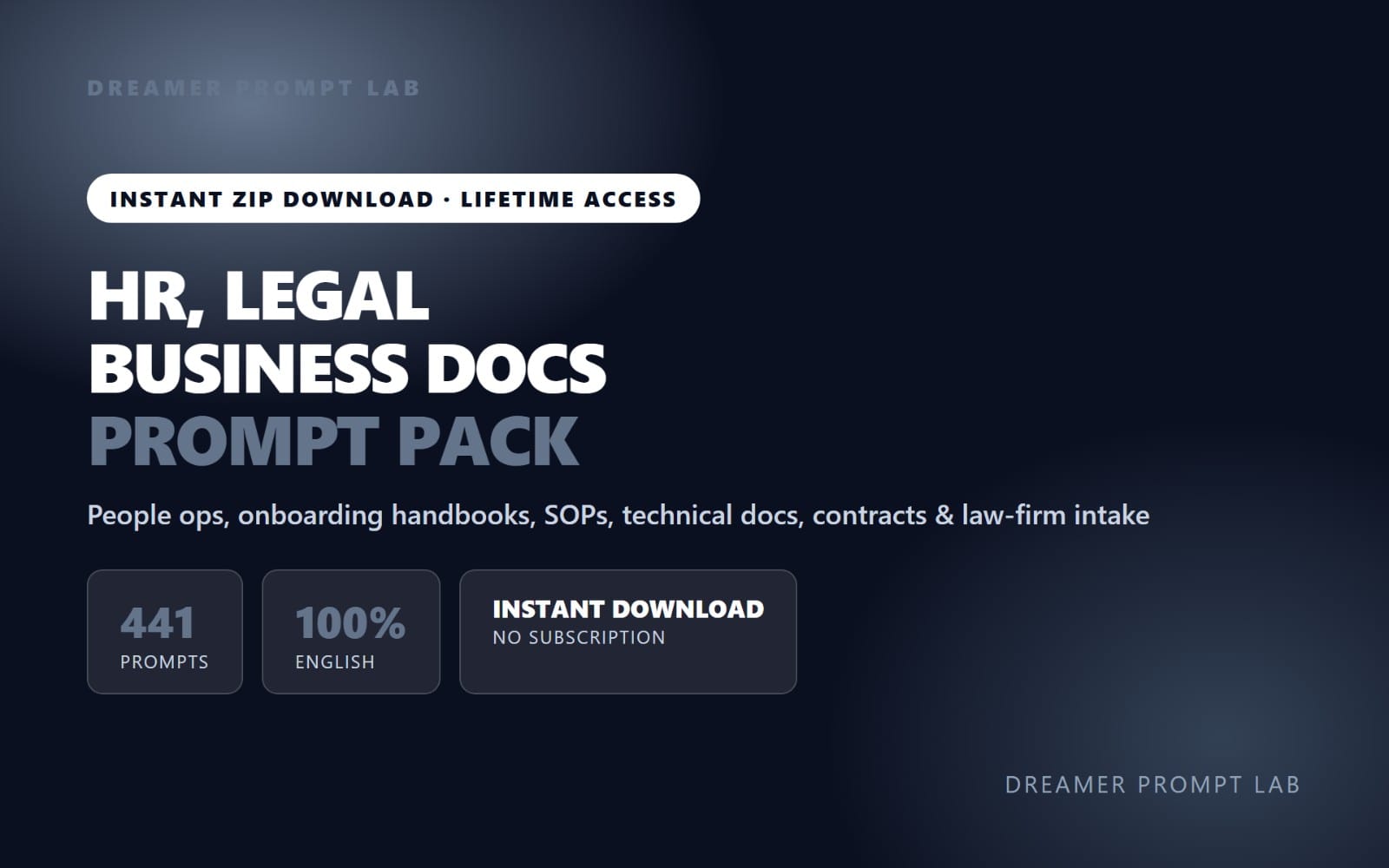HR, Legal & Business Docs Prompt Pack - 441 Prompts for Handbooks, SOPs & Contracts