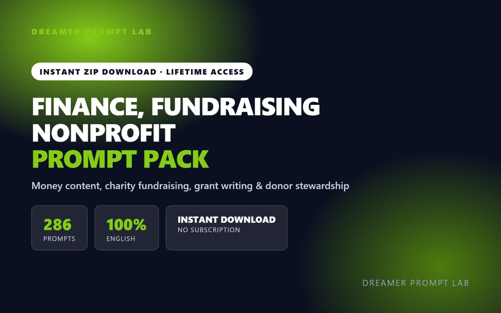 Finance, Fundraising & Nonprofit Prompt Pack - 286 Prompts for Money, Grants & Donors
