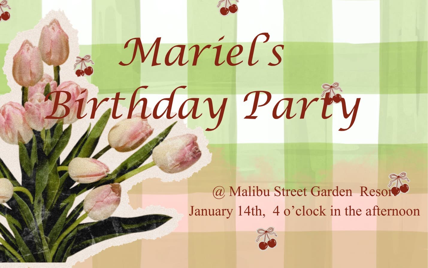 Red Green Flower Garden Themed Birthday template