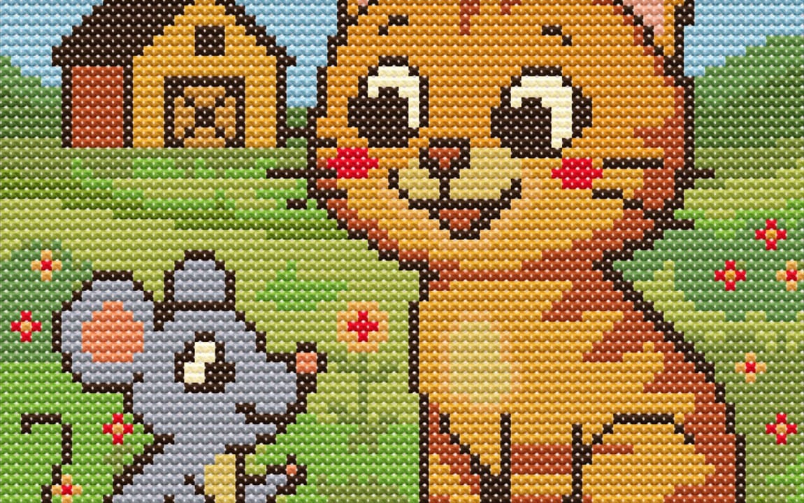 Cat and Mouse – Cute Animal Cross Stitch Pattern (PDF Instant Download)