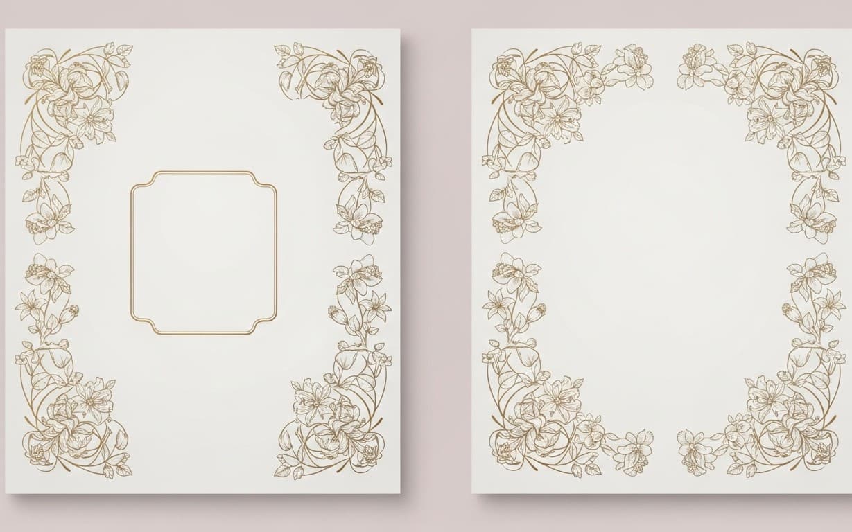 Elegant Gold Floral Frame and Vintage Invitation Border Templates for Wedding Stationery and Luxury Design