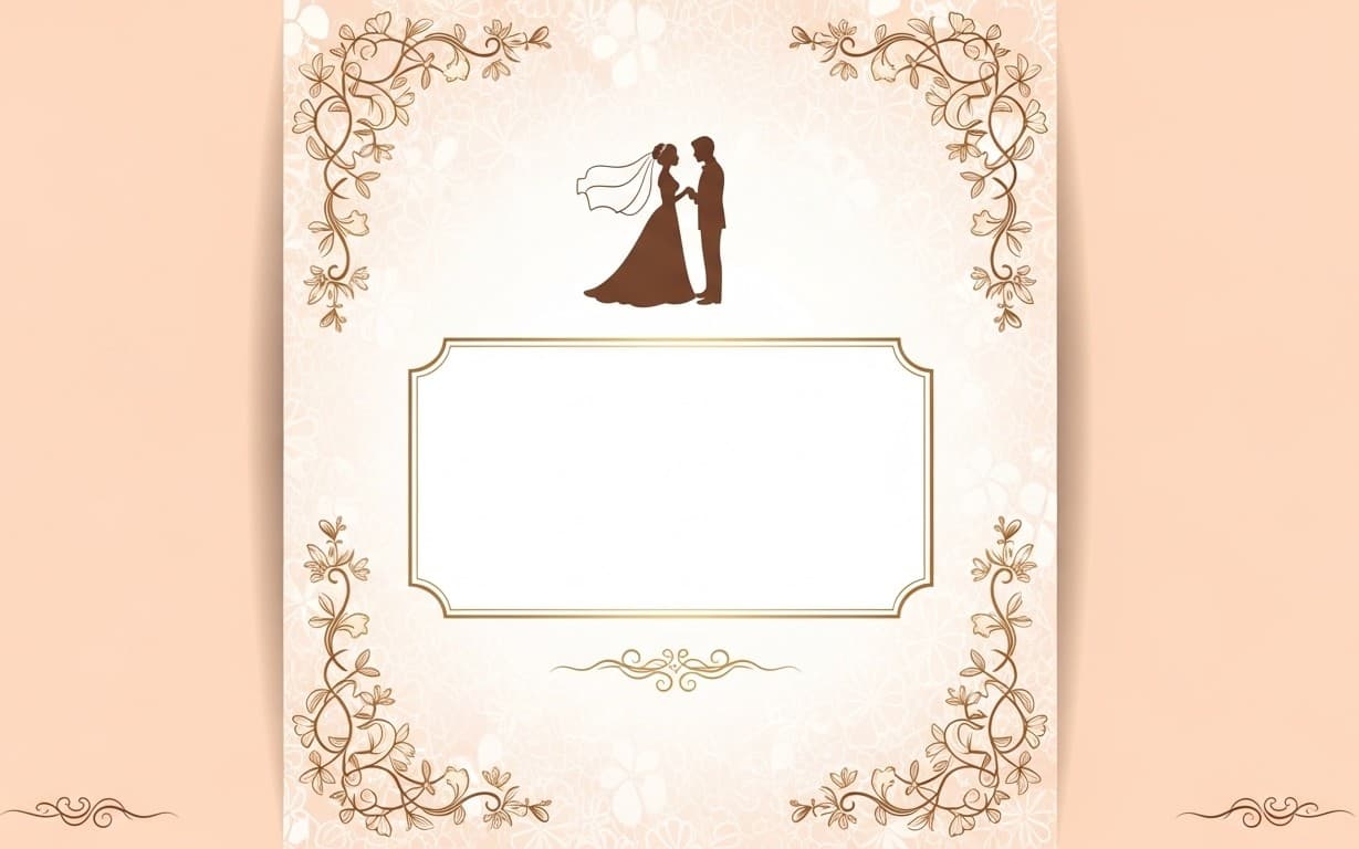 Elegant Floral Wedding Invitation Template With Romantic Silhouette Couple And Blank Frame For Text 4K JPEG