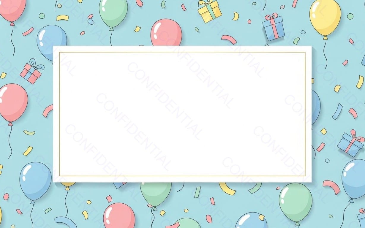 Birthday Party Invitation Template With Pastel Balloons, Confetti and Gift Card Frame
