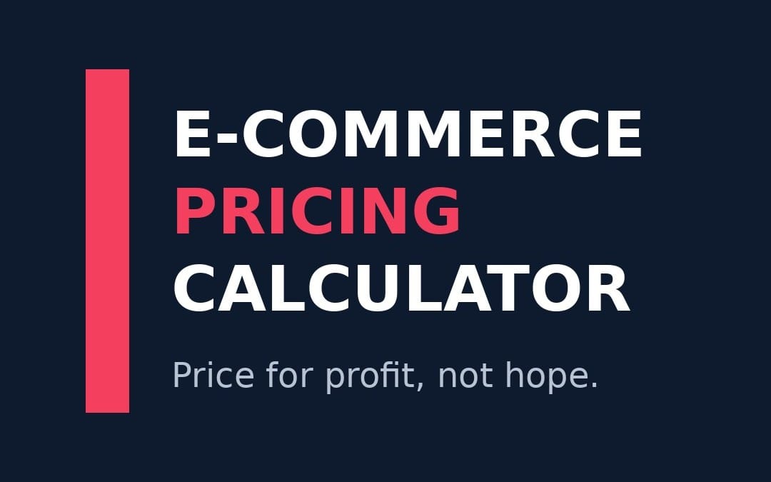Dark banner with E-commerce Pricing Calculator title and tagline for calculating price for profit
