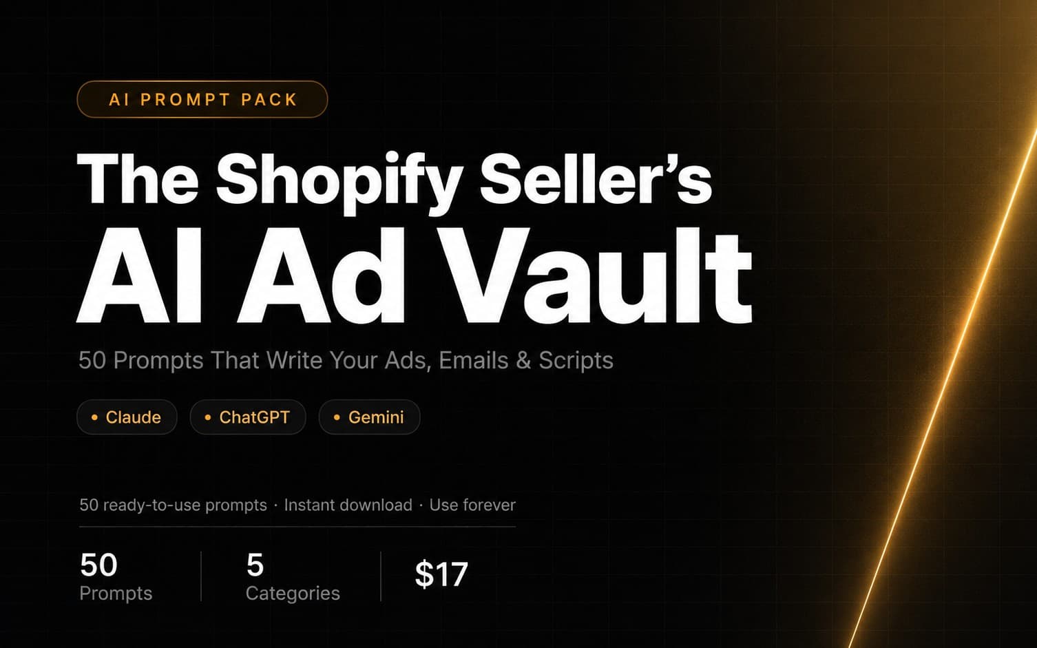 The Shopify Seller's AI Ad Vault — 50 Prompts to Write Ads, Emails & Scripts That Convert