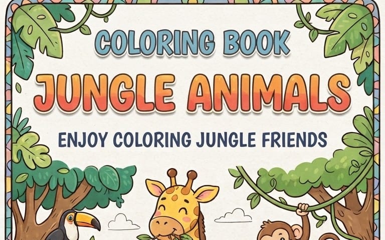 Premium Jungle Animals Coloring Book for Kids (Printable PDF)
