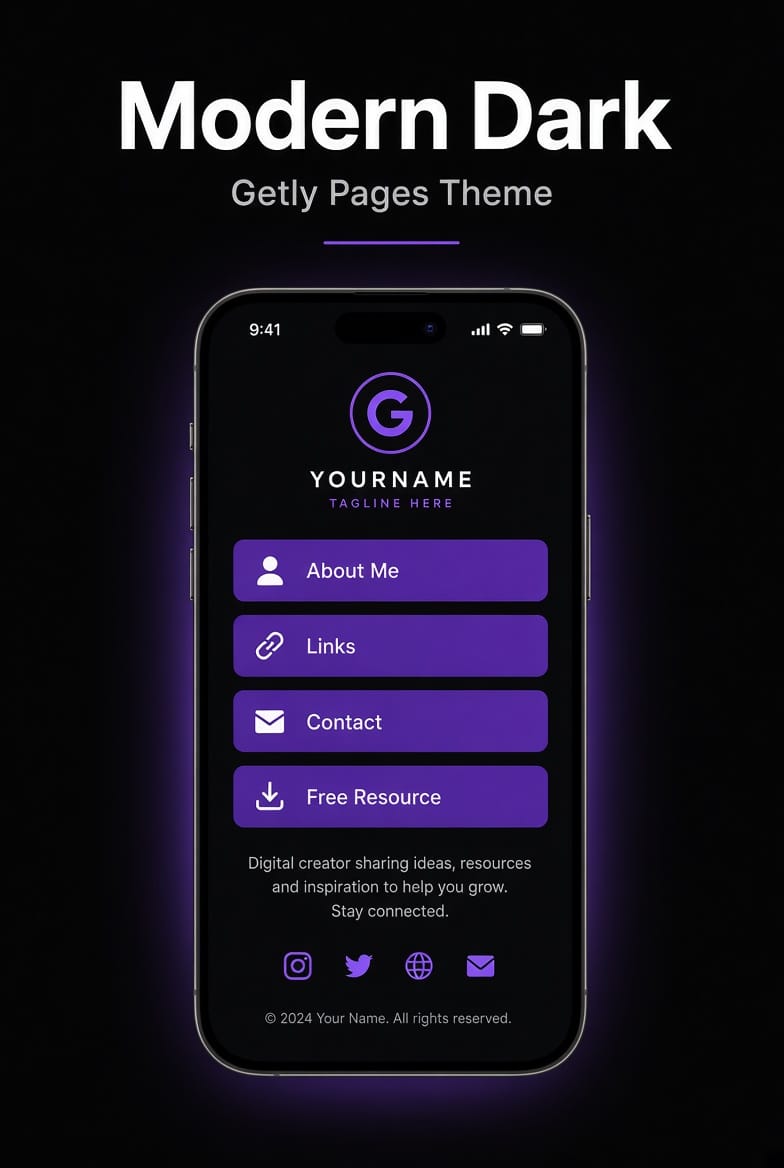 Modern Dark – Sleek Night Theme — Getly Pages theme
