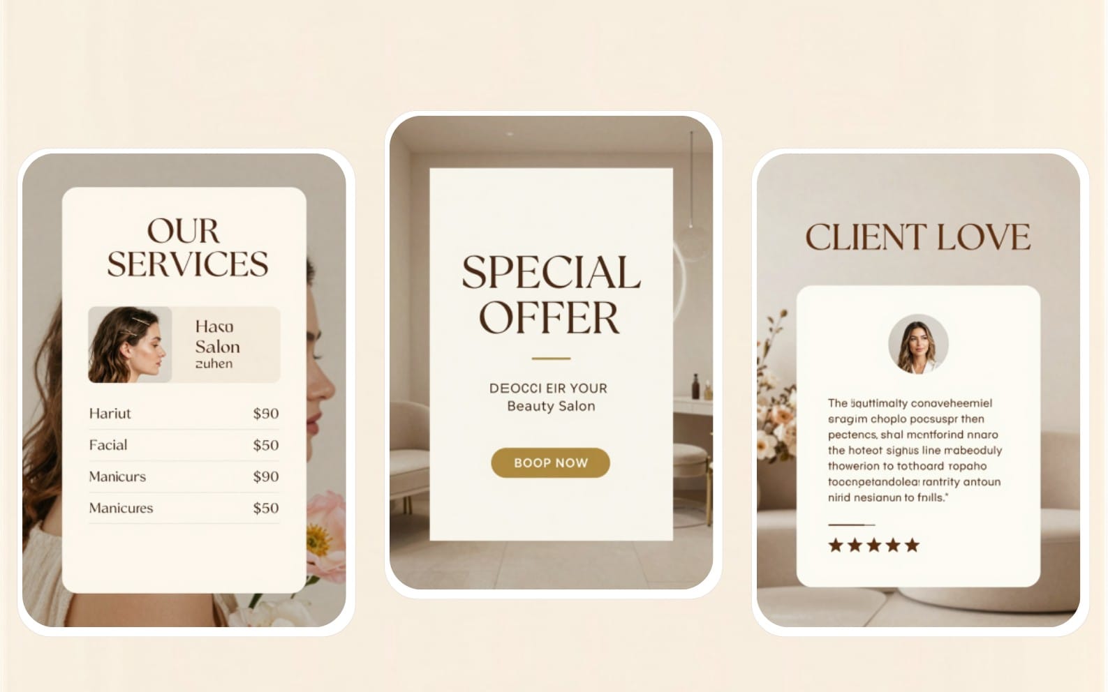Luxury Beauty Salon Instagram Templates – 10 Editable Canva Posts
