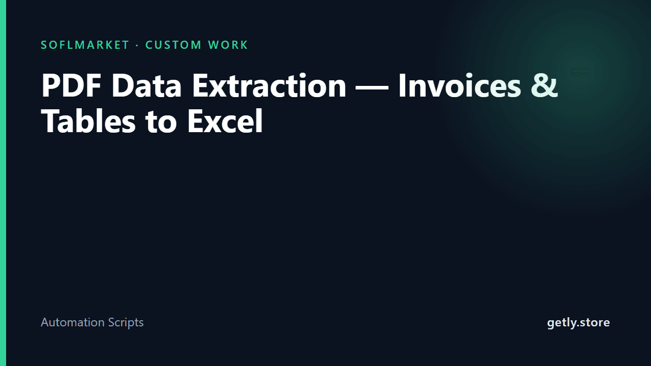 PDF Data Extraction — Invoices & Tables to Excel