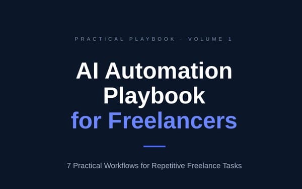 AI Automation Playbook for Freelancers cover with text heading and subtitle about seven Python workflows and scripts