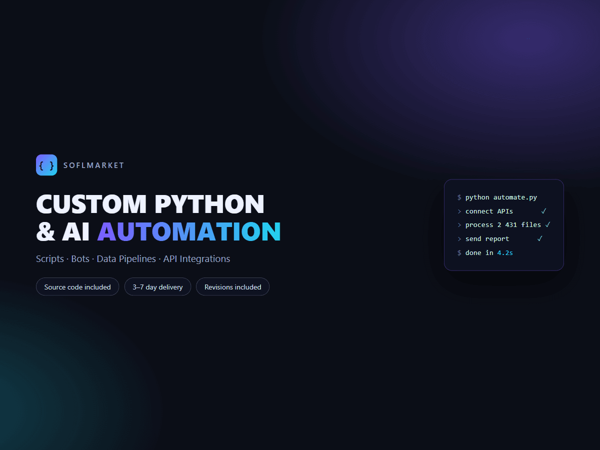 Custom Python & AI Automation — Scripts, Bots & Data Pipelines