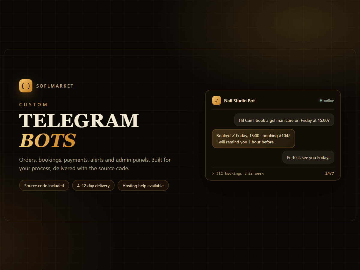 Custom Telegram Bots: Booking, Orders & Notifications