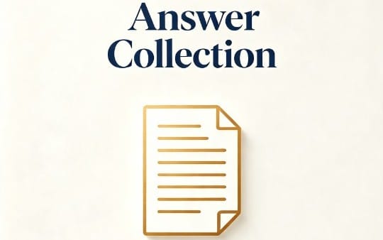 Answer Collection ebook cover with large Answer Collection title and a document icon on a light background
