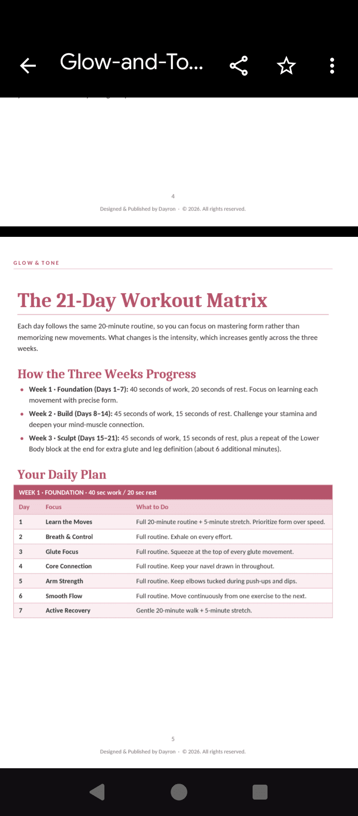 Home Workout Plan.pdf Glow & Tone: 21-Day At-Home Workout Plan for... | Getly