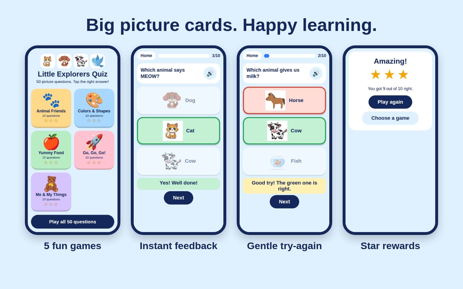 Children Quizzing Little Explorers Quiz: 50 Picture Questions Kids Learning Game | Getly