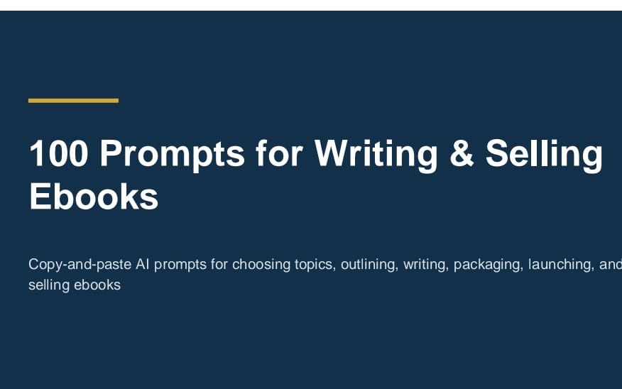 Random Writing Propt 100 Prompts for Writing & Selling Ebooks 1 | Getly