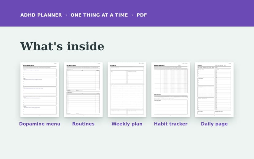 Clutter Store Windows ADHD Planner | Undated Daily & Weekly Planner for ADHD Adults with | Getly