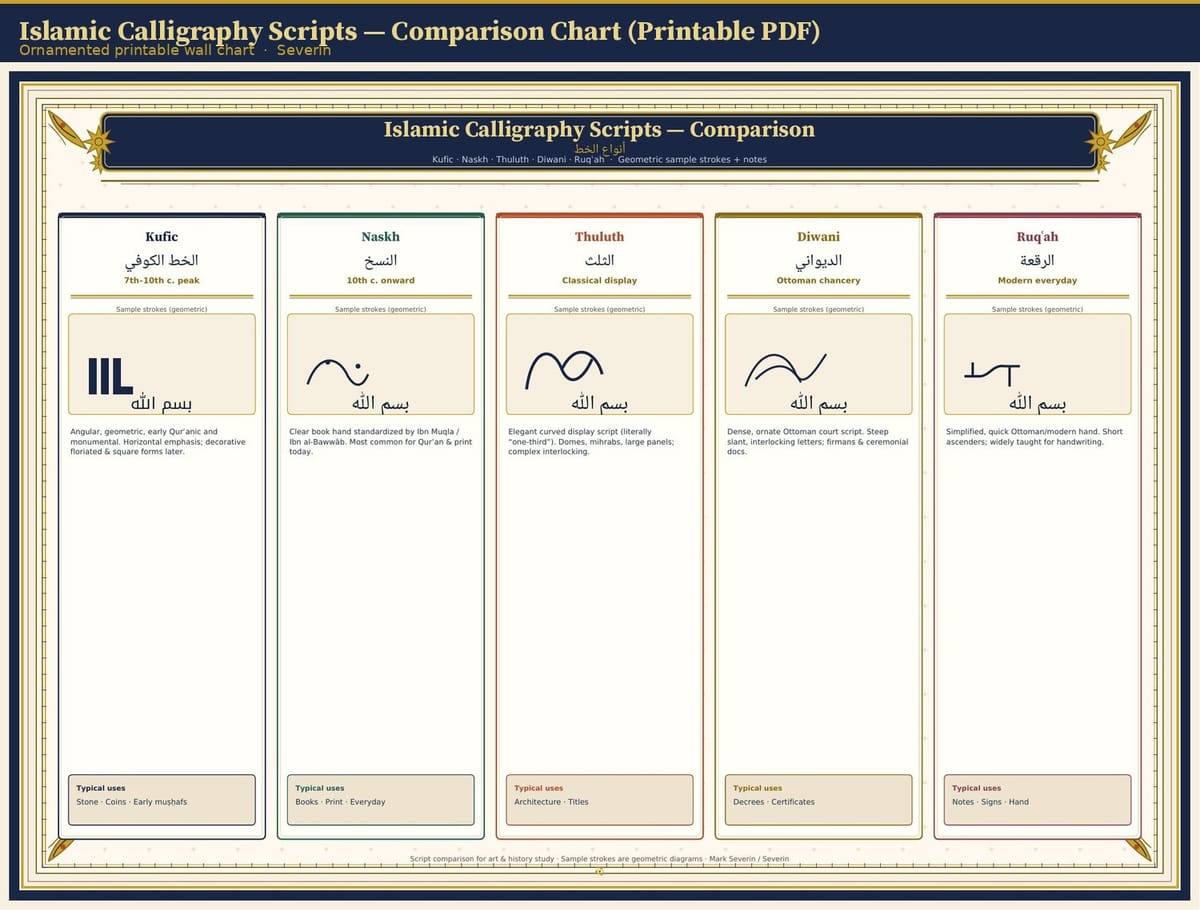 Chart Fpractice File Islamic Calligraphy Scripts — Comparison Chart... | Getly
