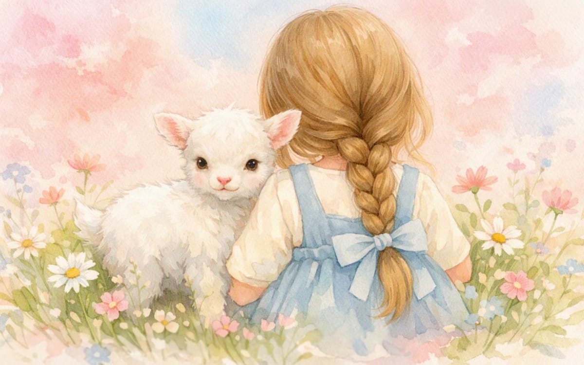 Notebook Spring Png Sticker Girl with Animal Friends - Watercolor Pack (4... | Getly