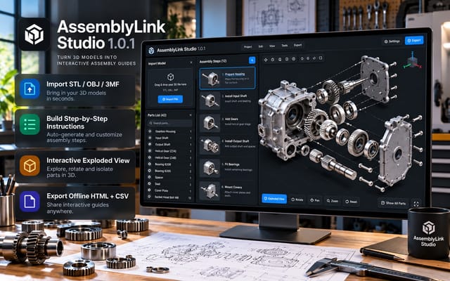 Assembly Modeling 1 AssemblyLink Studio 1.0.1 – Blender Add-on for 3D Assembly Guides | Getly