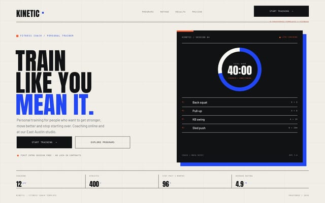 Html Css Javascript Expandible Caard Kinetic — Fitness Coach Template | Getly