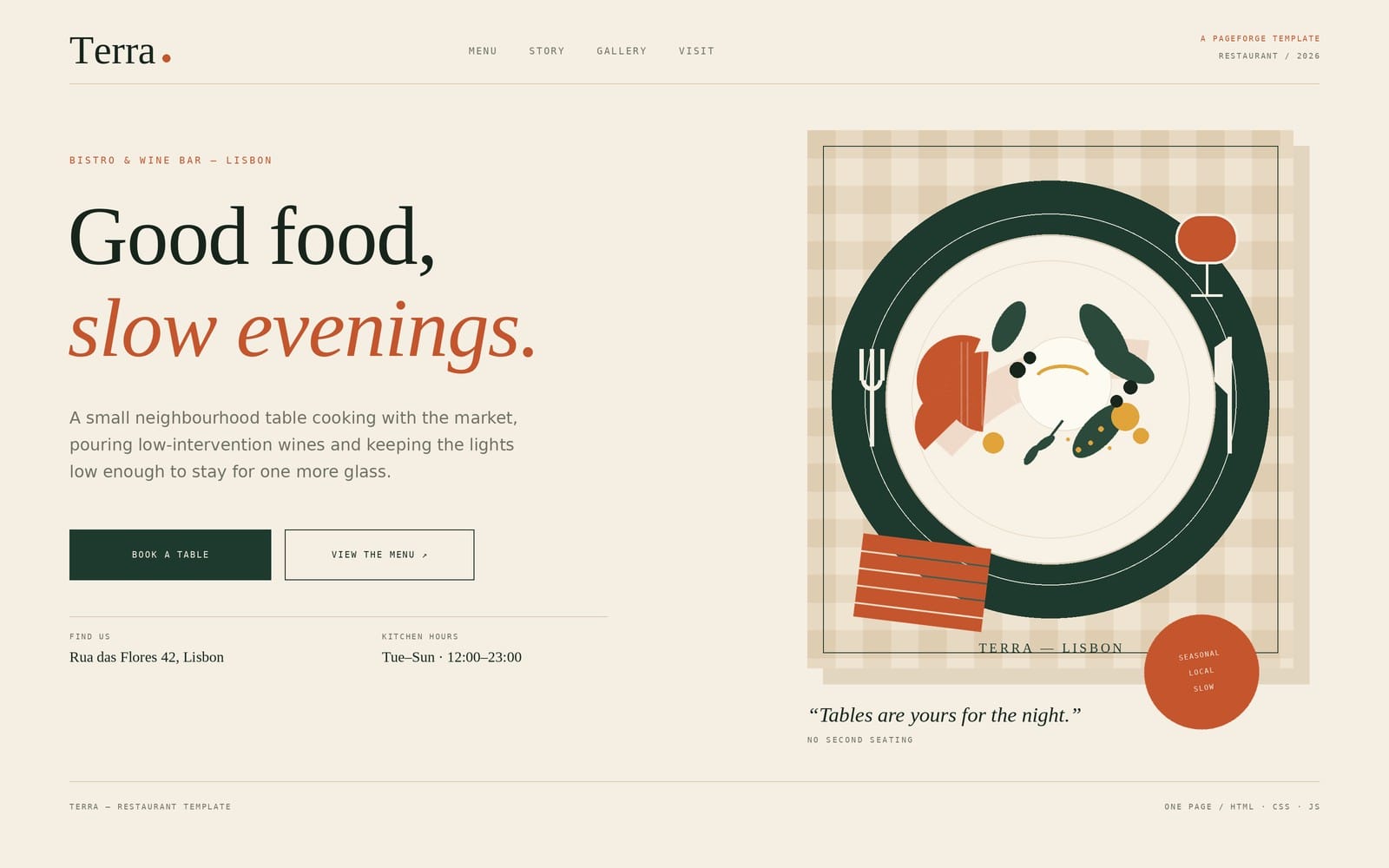 Button Cafe Menu Terra — Restaurant Template | Getly