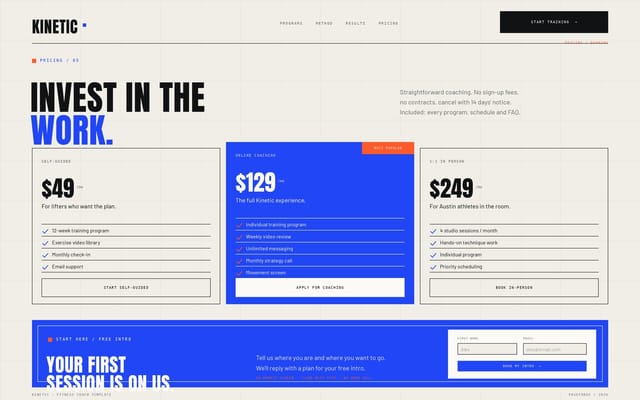 Html Css Javascript Expandible Caard Kinetic — Fitness Coach Template | Getly
