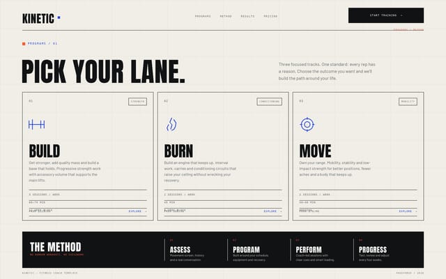 Html Css Javascript Expandible Caard Kinetic — Fitness Coach Template | Getly